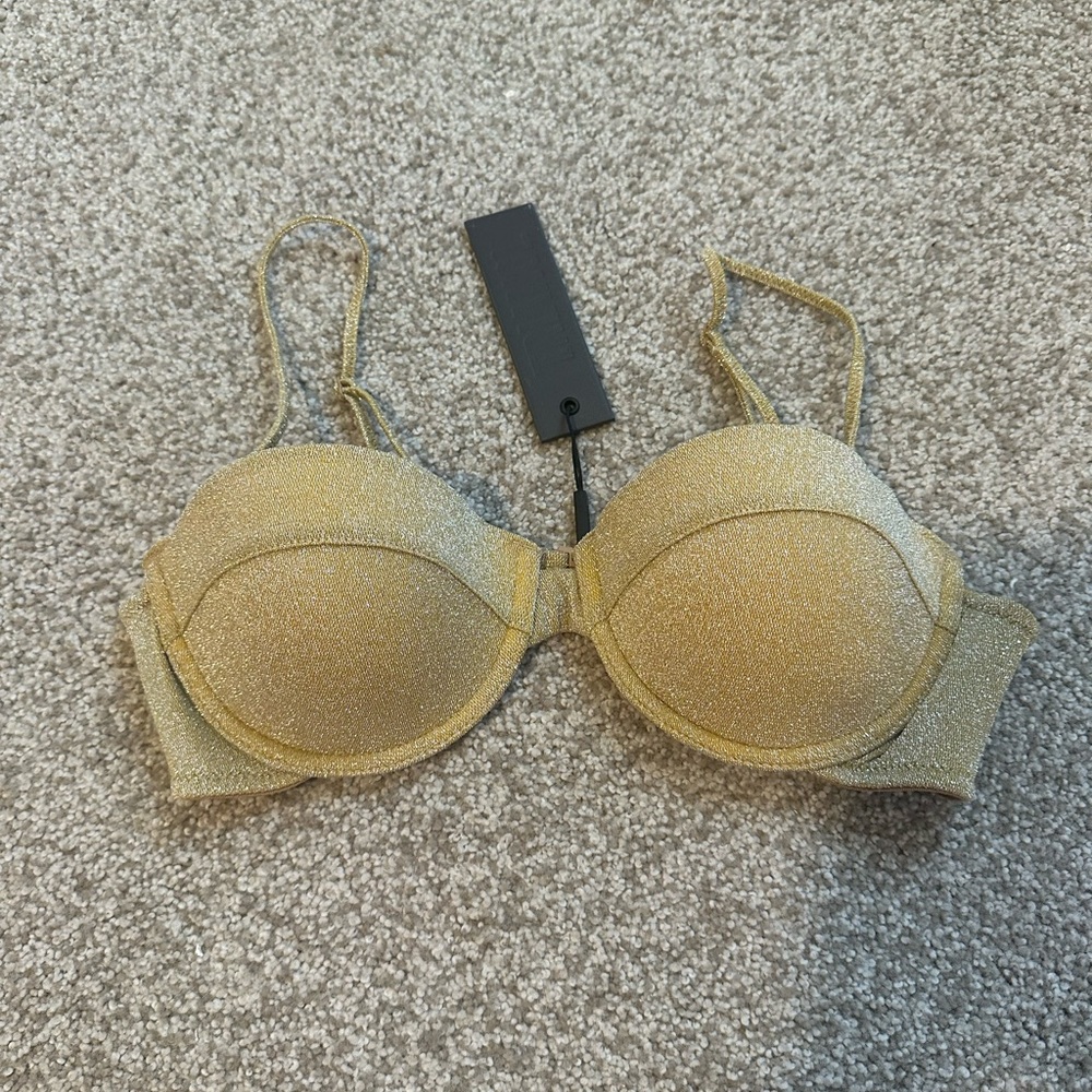 triangl gold bikini top
